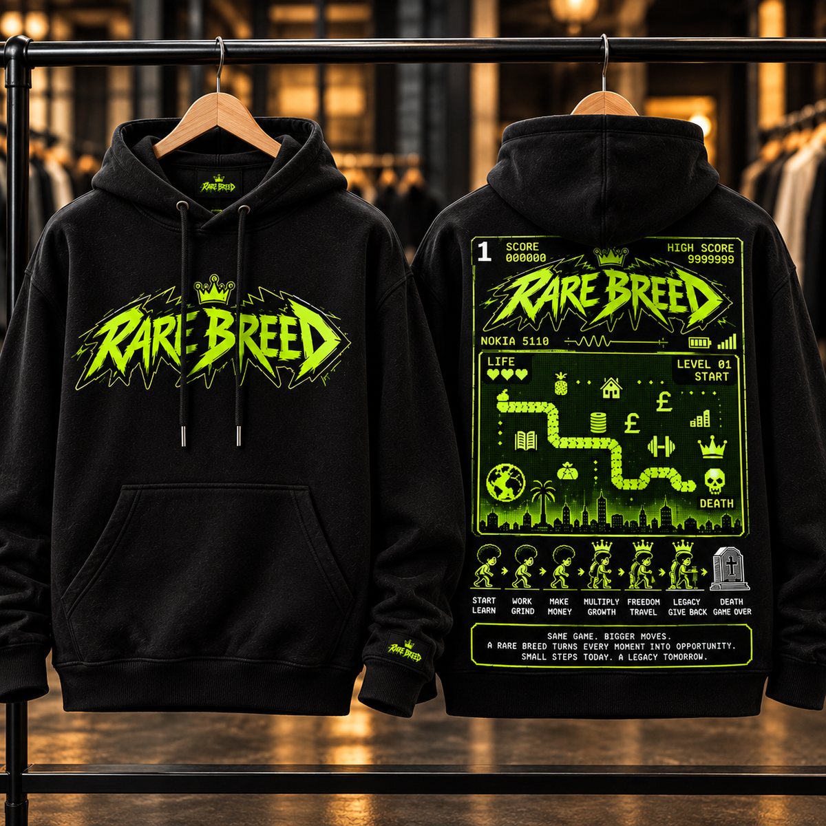 Rare breed Black hoodie with retro phone snake edition