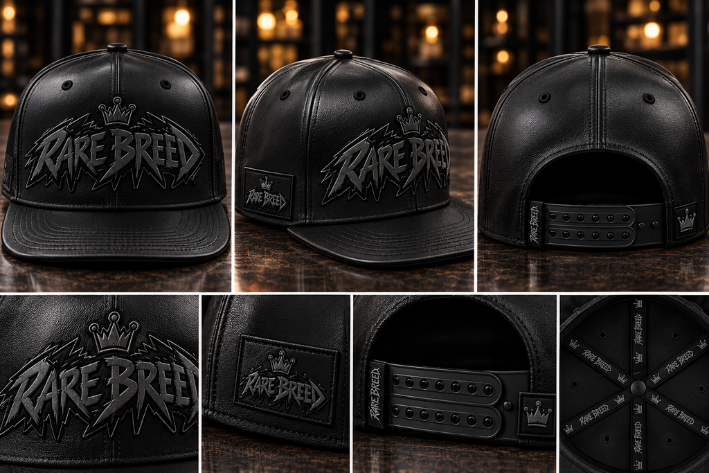 Rare breed triple black leather snapback