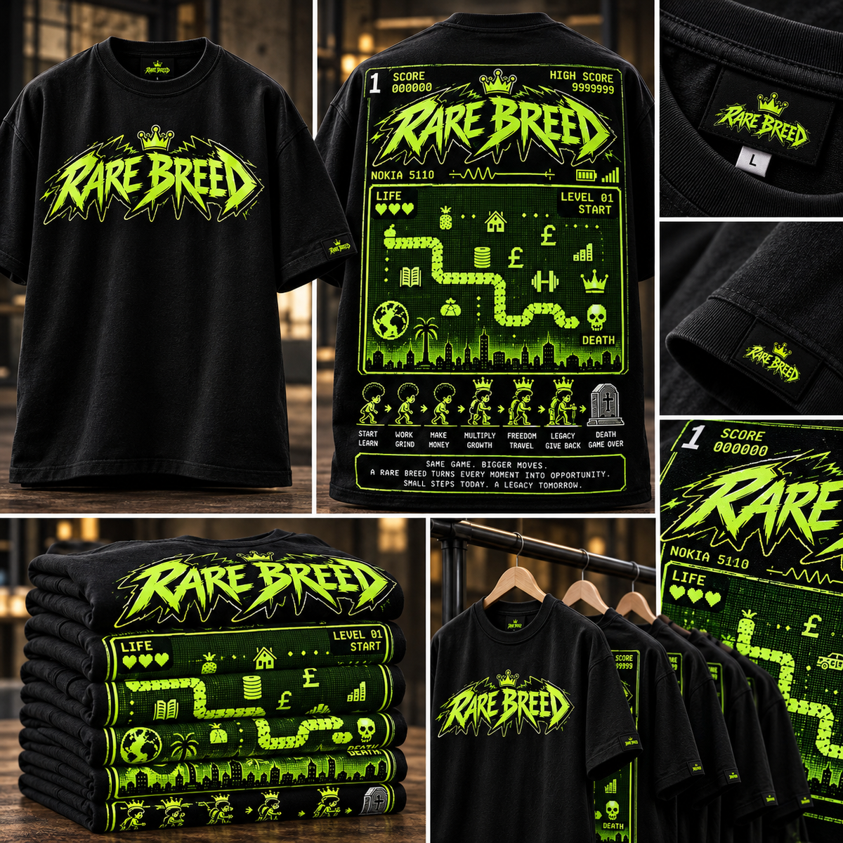 Rare breed Black T-shirt with retro phone snake edition