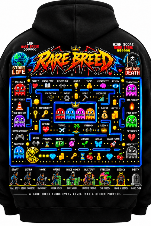 Rare breed - Black Life + Death of Pac-Man Hoodie