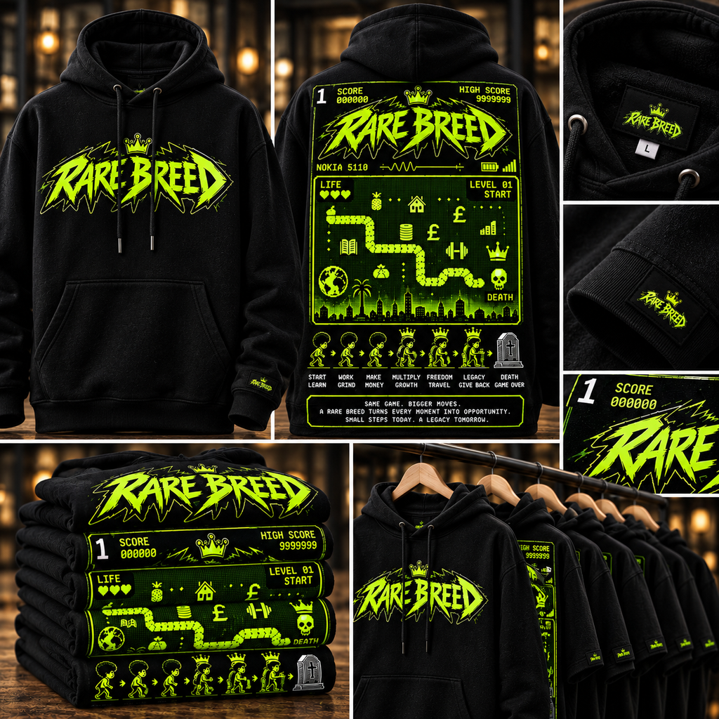 Rare breed Black hoodie with retro phone snake edition