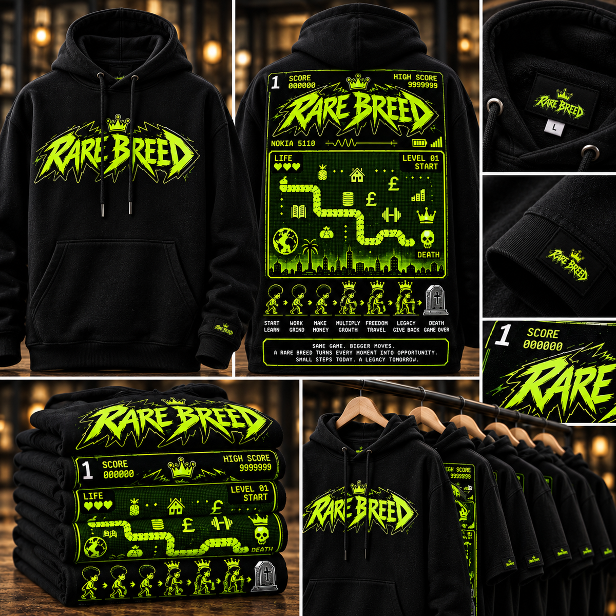 Rare breed Black hoodie with retro phone snake edition