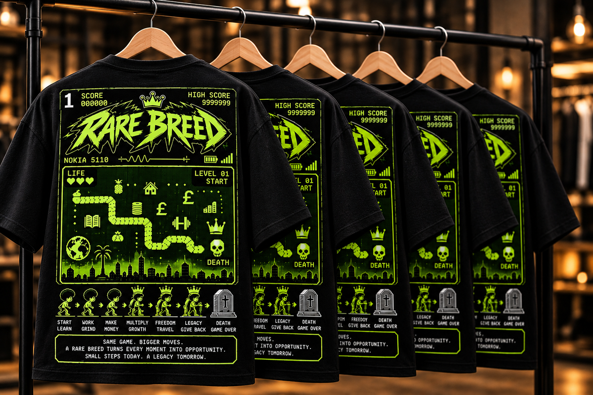 Rare breed Black T-shirt with retro phone snake edition