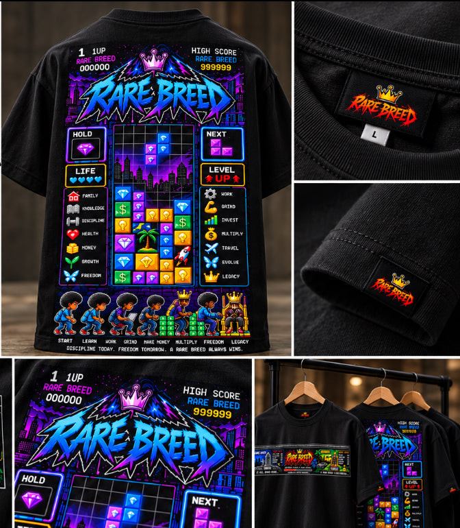 Rare breed black T-shirt Tetris